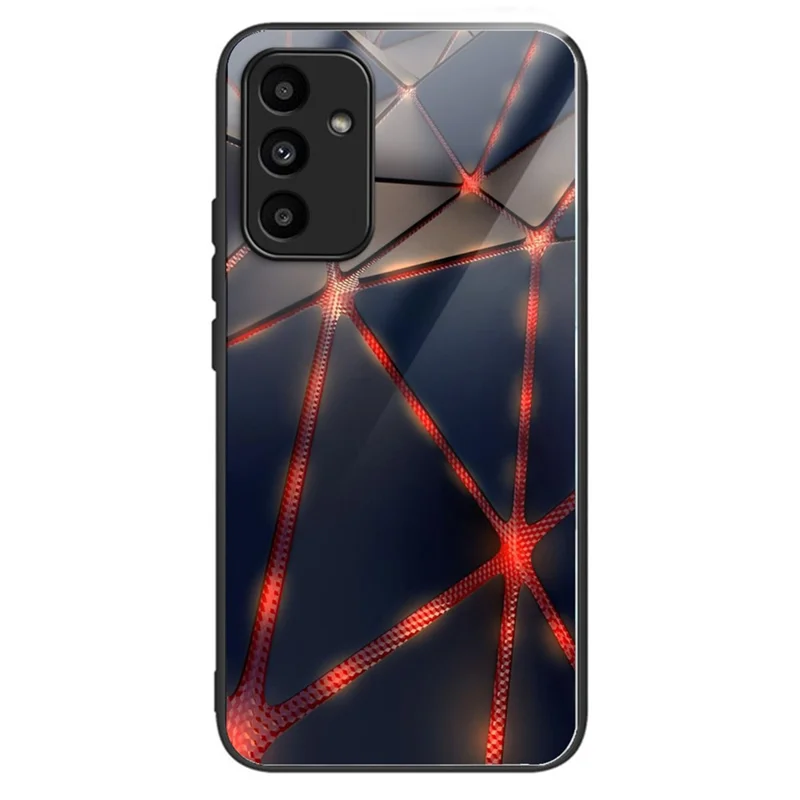 For Samsung Galaxy A15 4G / 5G Tempered Glass Case Drop-proof Protection Pattern Print - Red Line