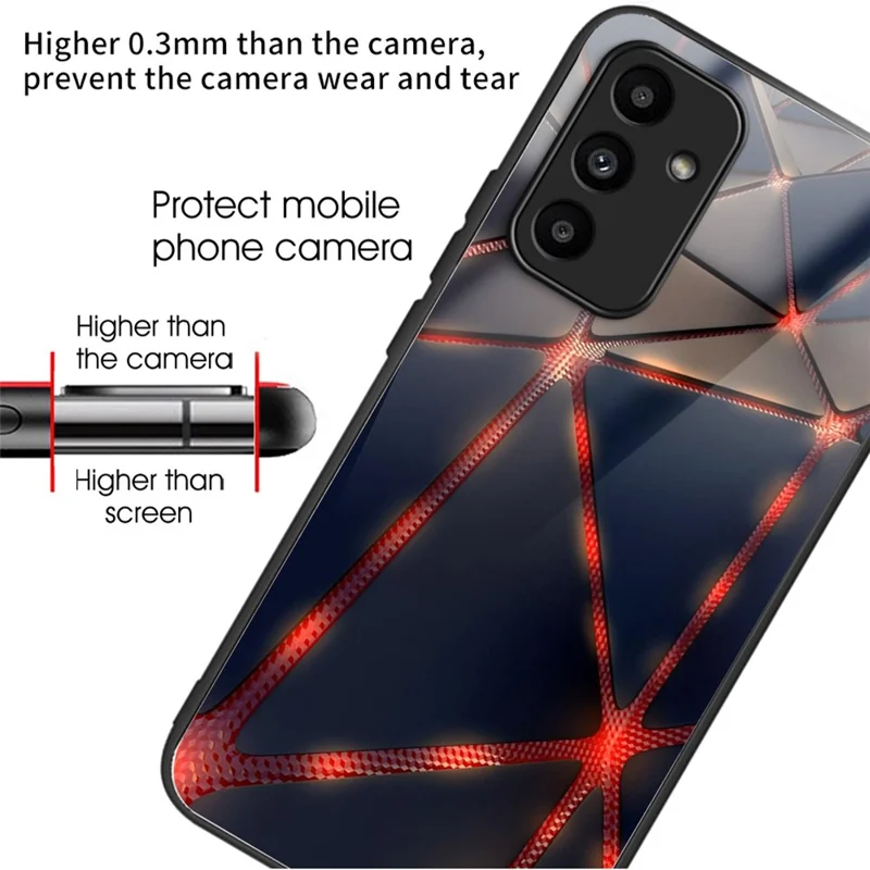 For Samsung Galaxy A15 4G / 5G Tempered Glass Case Drop-proof Protection Pattern Print - Red Line