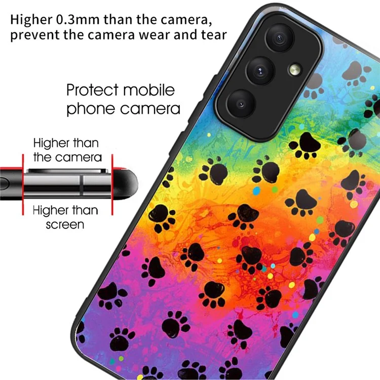 For Samsung Galaxy A55 5G Tempered Glass Phone Case with TPU Frame - Footprint