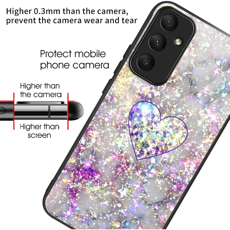 For Samsung Galaxy A35 5G Phone Case Drop-proof Tempered Glass Cover - Brilliant Heart