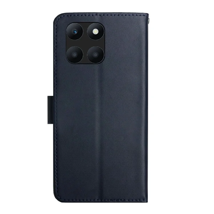 HT02 For Honor X8b 4G Carteira Telefone Caso Genuíno Couro de Vaca com Suporte de Visualização Textura Nappa - Azul