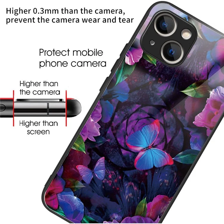 Per iPhone 15 Plus Custodia Protettiva in Vetro Temperato - Colorful Butterflies