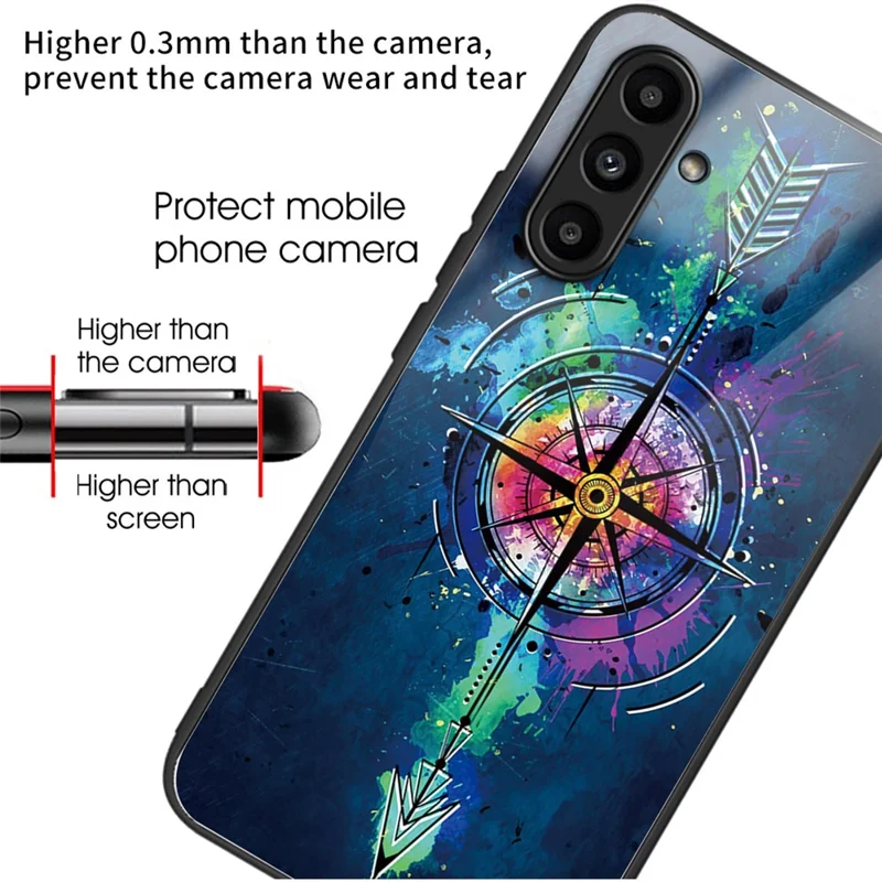For Samsung Galaxy A14 4G / 5G Pattern Printing Phone Case Tempered Glass+TPU Cover - Arrow