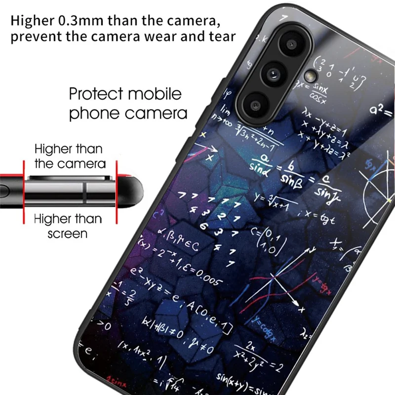 For Samsung Galaxy A14 4G / 5G Pattern Printing Phone Case Tempered Glass+TPU Cover - Equation