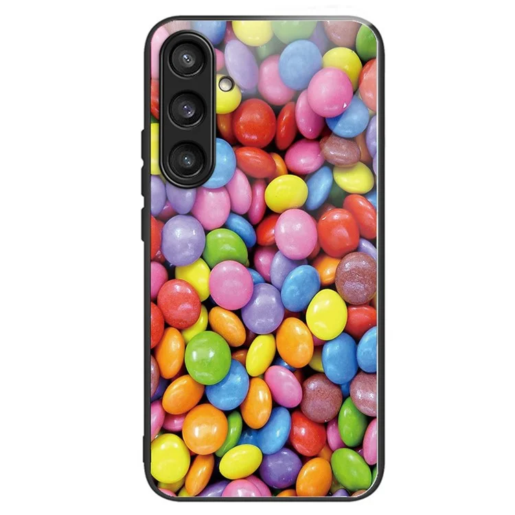 Per Samsung Galaxy S24 Pattern Hard Back Cover Tempered Glass Phone Case Anti-scratch - Rainbow Candy