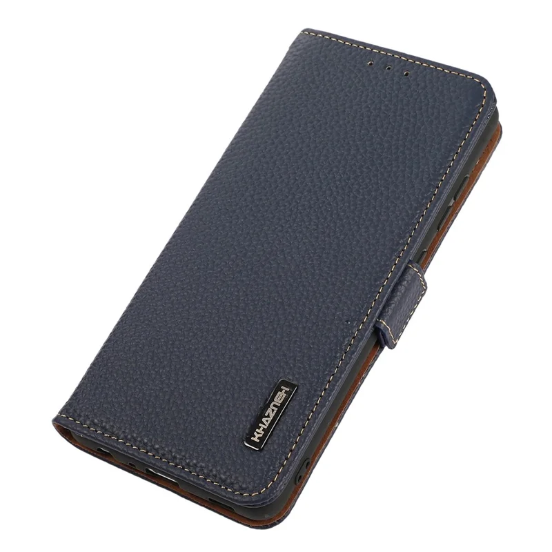 KHAZNEH For Samsung Galaxy Xcover7 Wallet Case Genuine Cow Leather Phone Cover with RFID Blocking - Blue