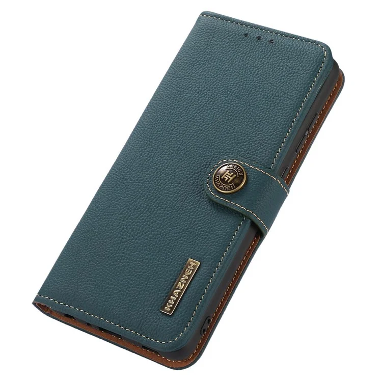 KHAZNEH For Samsung Galaxy Xcover7 Phone Case with RFID Blocking Genuine Cow Leather Cover - Green