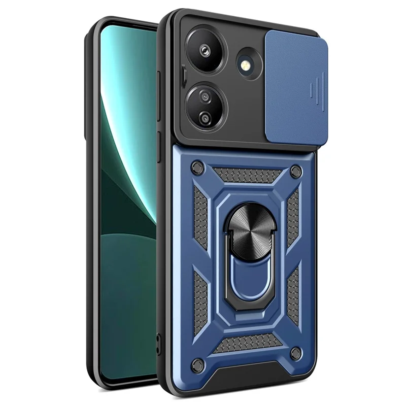 For Xiaomi Redmi 13C 4G / Poco C65 4G Case Anti-scratch TPU+PC Kickstand Phone Cover - Blue