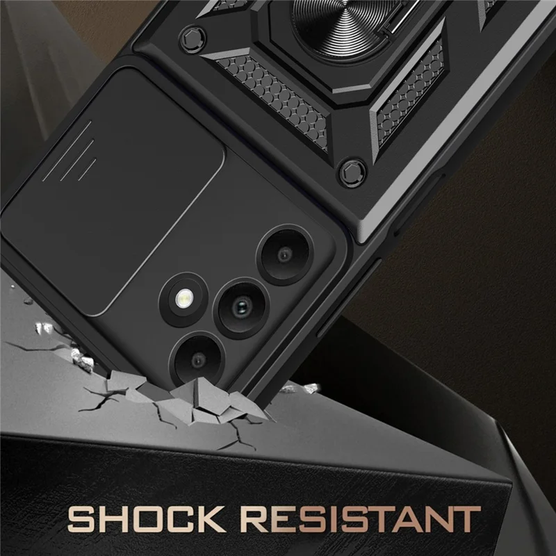 For Samsung Galaxy A15 4G / A15 5G Case Slide Lens Cover Anti-drop PC+TPU Protective Shell - Green