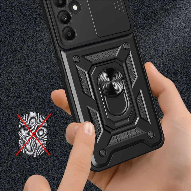 For Samsung Galaxy A15 4G / A15 5G Case Slide Lens Cover Anti-drop PC+TPU Protective Shell - Red