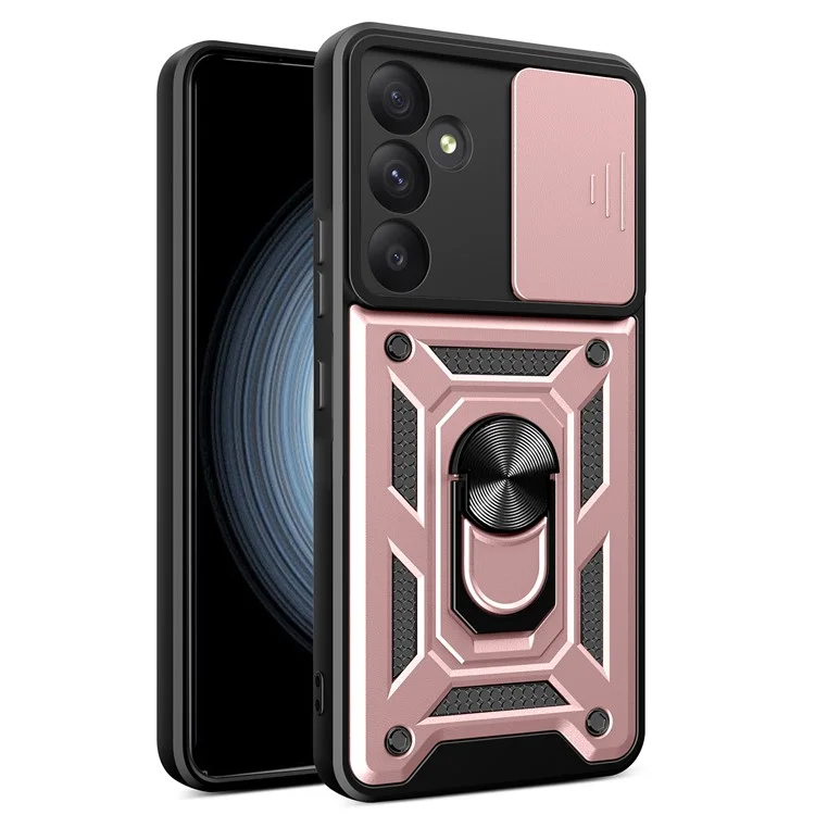 Für Samsung Galaxy A35 5G Hülle Slim-Fit PC+TPU Ständer Schutzhülle - Rose Gold