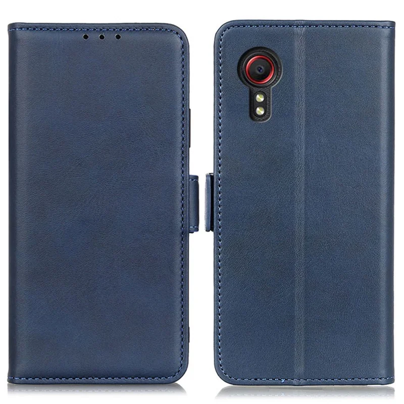 For Samsung Galaxy Xcover7 Leather Folio Wallet Case Stand Protective Flip Phone Cover - Blue