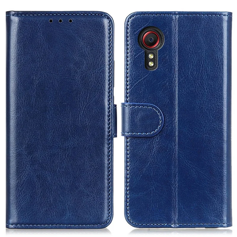 PU Leather Cover for Samsung Galaxy Xcover7 Crazy Horse Texture Cell Phone Cases - Blue