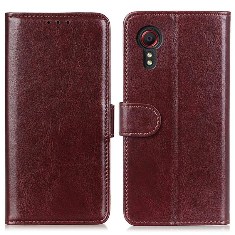 PU Leather Cover for Samsung Galaxy Xcover7 Crazy Horse Texture Cell Phone Cases - Brown