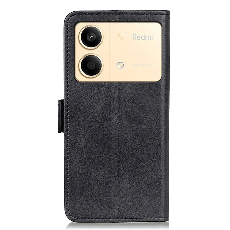 Für Xiaomi Redmi Note 13R Pro 5G PU-Lederhülle Schützender magnetischer Kalbsleder-Telefondeckel - Schwarz