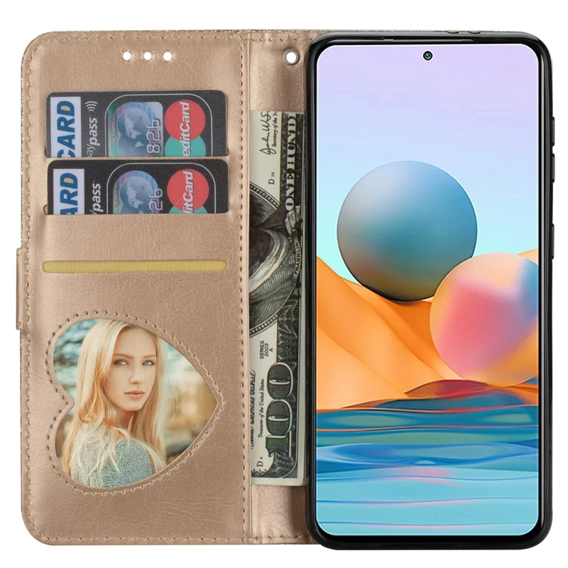 For Samsung Galaxy A55 5G Cell Phone Case Zipper Pocket Wallet Glitter Leather Drop-proof Cover - Gold