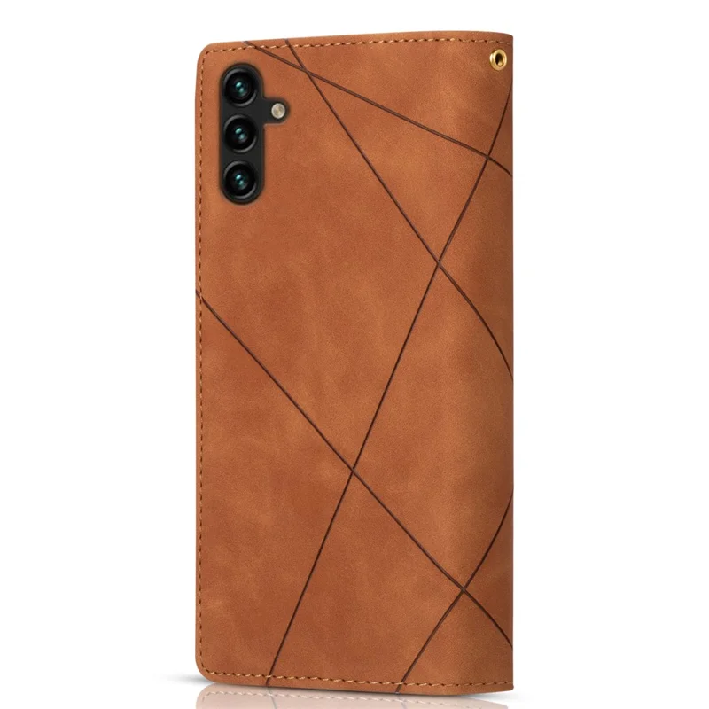For Samsung Galaxy A55 5G Cell Phone Case Zipper Pocket Color Splicing Leather Wallet Cover - Brown