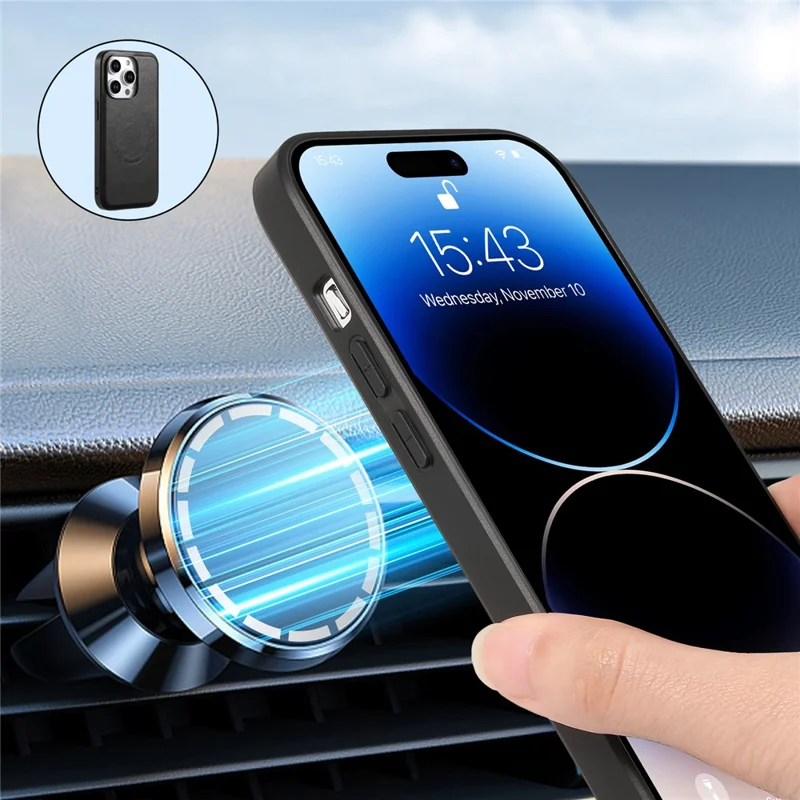 DENIOR For iPhone 15 Pro Phone Case Compatible with MagSafe Anti-Scratch Phone Cover - Black