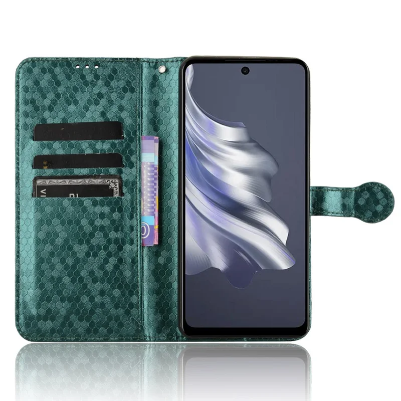 For TECNO Spark 20 Pro Cell Phone Case PU Leather Imprinted Wallet Shockproof Stand Cover - Green