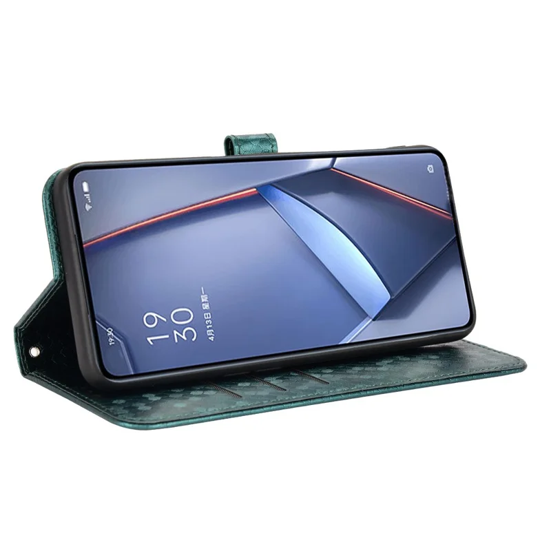 For TECNO Spark 20 Pro Cell Phone Case PU Leather Imprinted Wallet Shockproof Stand Cover - Green
