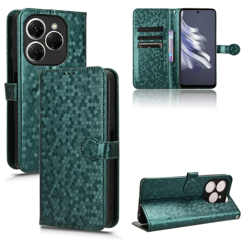 For TECNO Spark 20 Pro Cell Phone Case PU Leather Imprinted Wallet Shockproof Stand Cover - Green