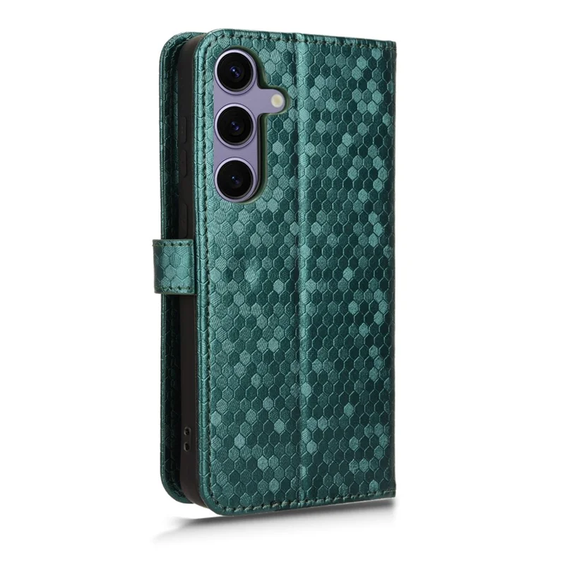 For Samsung Galaxy S24 Cover Dot Imprinted Shockproof Leather Wallet Stand Mobile Phone Case - Green