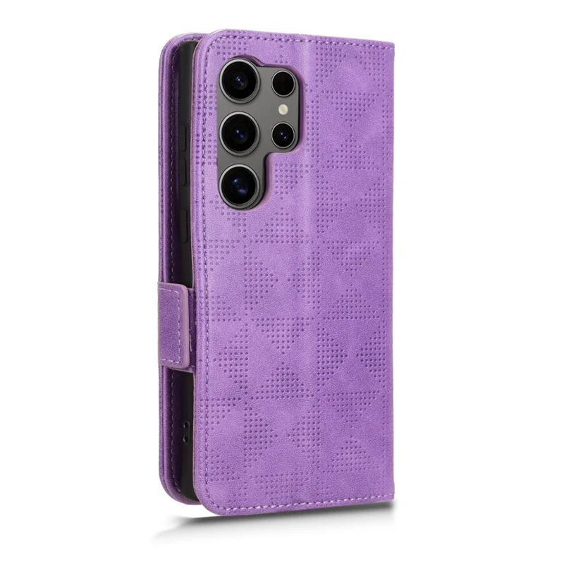 Para Samsung Galaxy S24 Ultra Case Imprinted Triangle Leather Wallet Shockproof Cover with Stand - Púrpura