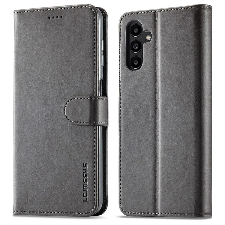LC.IMEEKE For Samsung Galaxy A55 5G Phone Case PU Leather Wallet Flip Cover - Grey