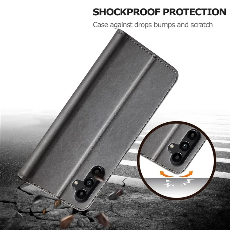 LC.IMEEKE For Samsung Galaxy A55 5G Phone Case PU Leather Wallet Flip Cover - Grey