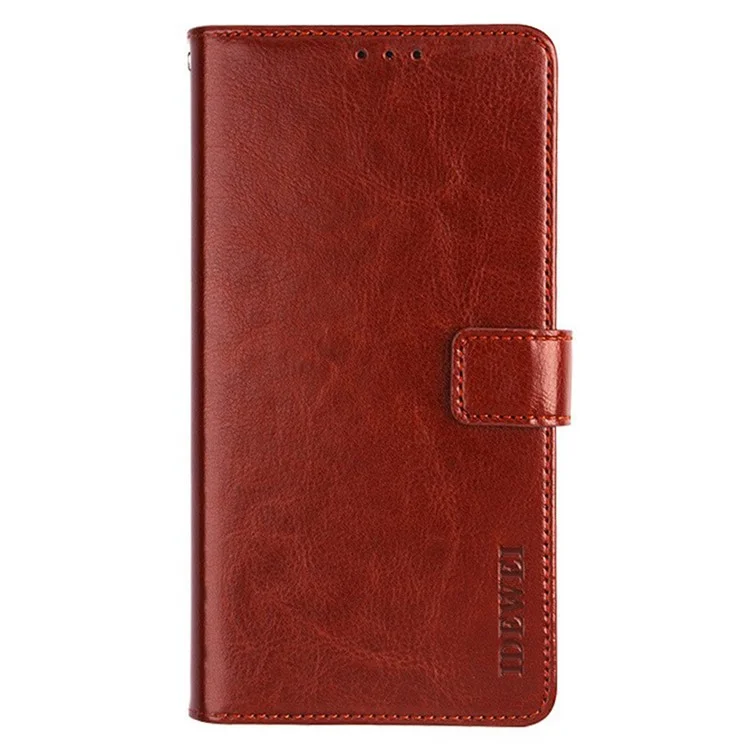 IDEWEI For Samsung Galaxy S24 Ultra Leather Case Crazy Horse Leather Folio Flip Phone Wallet - Brown