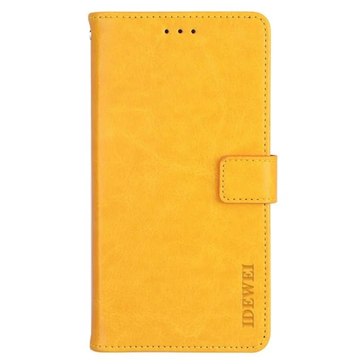IDEWEI For Samsung Galaxy S24 Ultra Leather Case Crazy Horse Leather Folio Flip Phone Wallet - Yellow