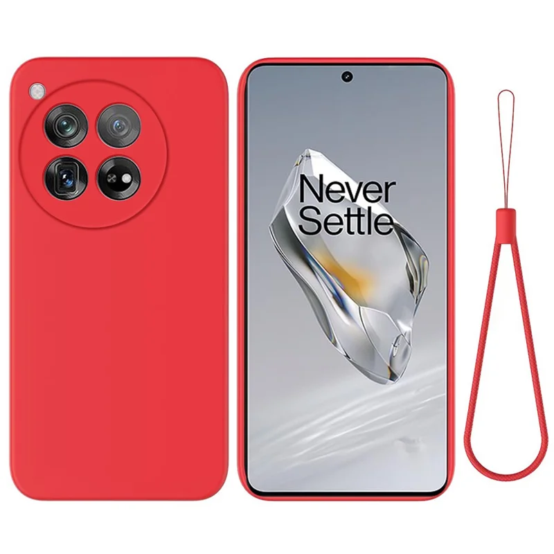 For OnePlus 12 5G Liquid Silicone Phone Case with Soft Anti-Scratch Lining - Red
