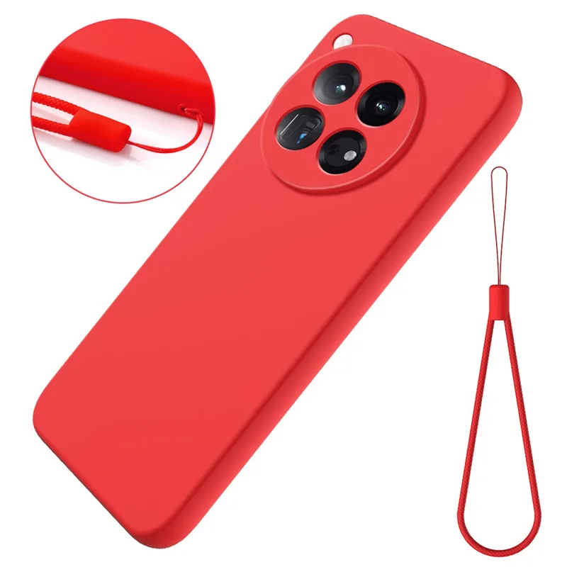 For OnePlus 12 5G Liquid Silicone Phone Case with Soft Anti-Scratch Lining - Red