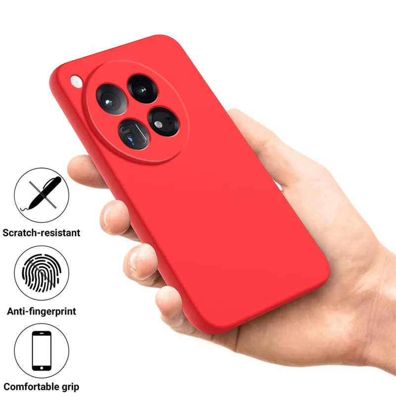 For OnePlus 12 5G Liquid Silicone Phone Case with Soft Anti-Scratch Lining - Red