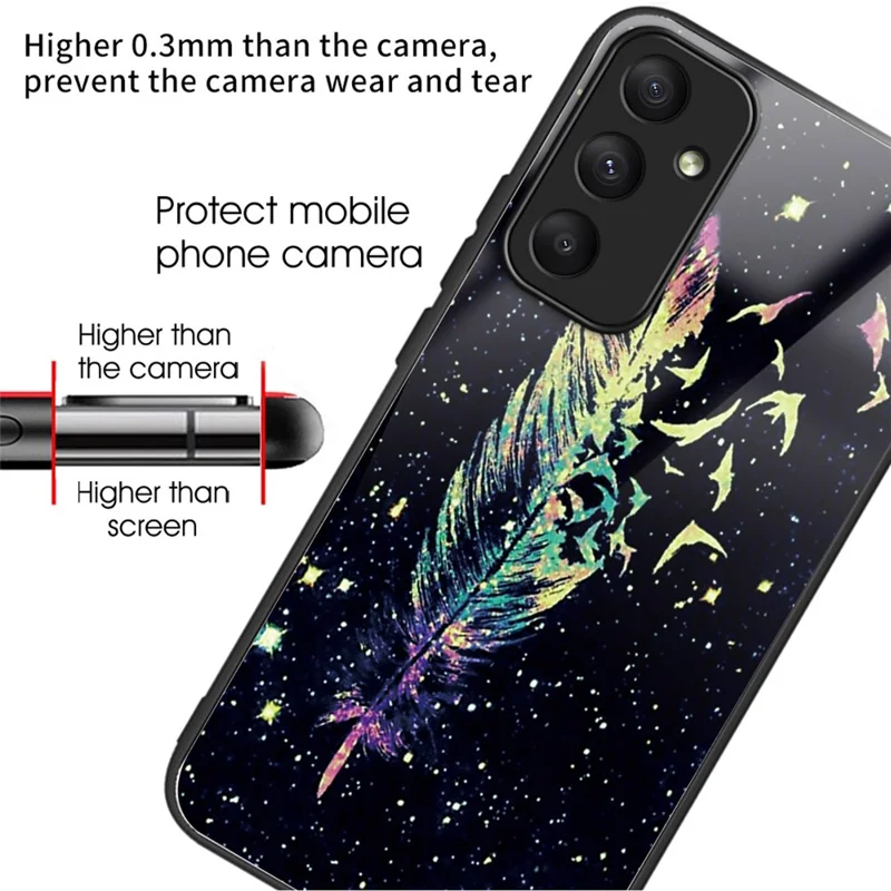 For Samsung Galaxy A35 5G Tempered Glass Case Phone Cover Drop Protection - Feather