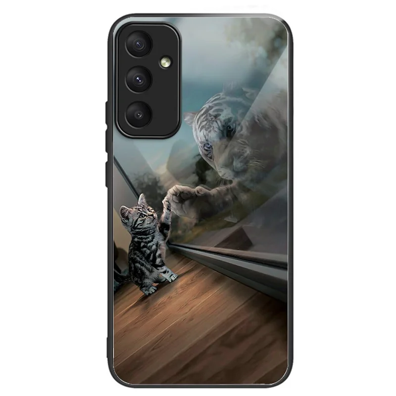 For Samsung Galaxy A35 5G Tempered Glass Case Phone Cover Drop Protection - Mirror Cat