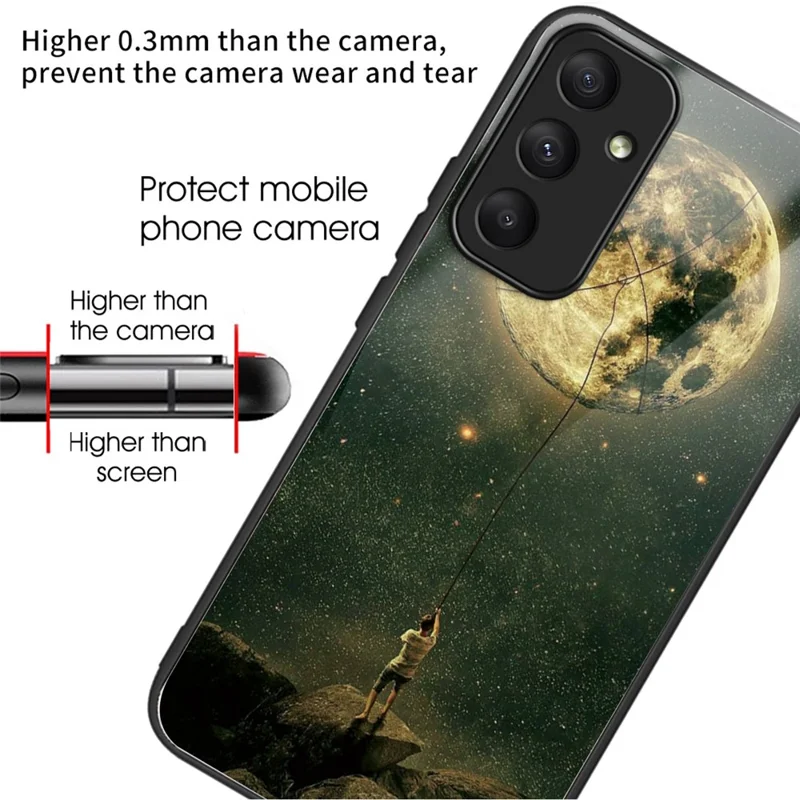 For Samsung Galaxy A35 5G Tempered Glass Case Phone Cover Drop Protection - Man and Moon
