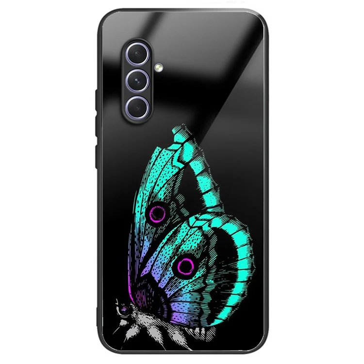 For Samsung Galaxy A54 5G TPU Frame Tempered Glass Case Phone Protective Cover - Butterfly