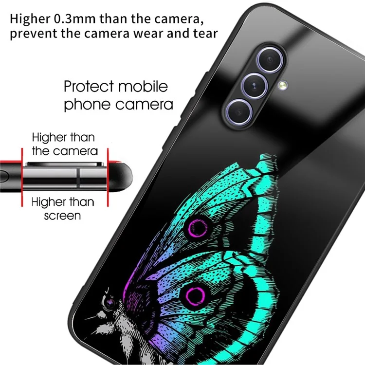 For Samsung Galaxy A54 5G TPU Frame Tempered Glass Case Phone Protective Cover - Butterfly