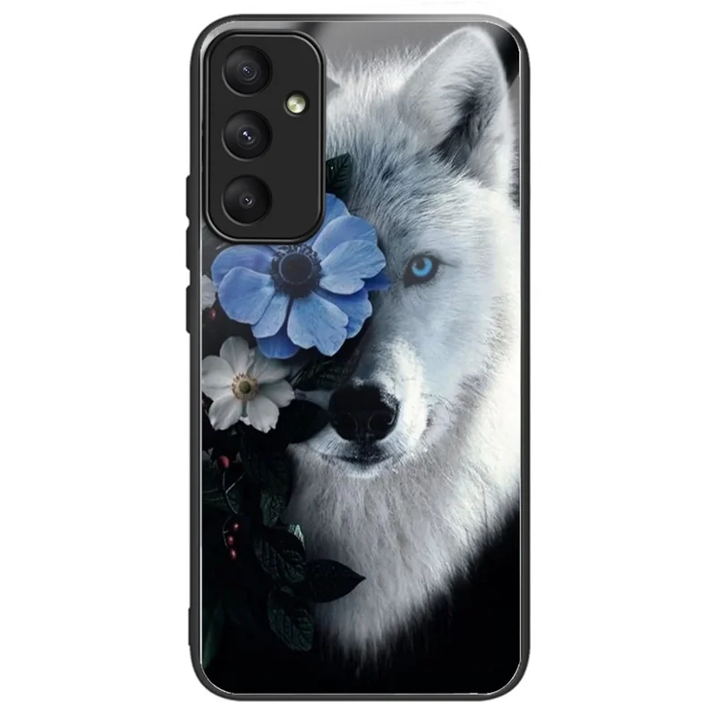 Per Samsung Galaxy A35 5G Case Anti-fall TPU+Vetro Temperato Motivo Stampato Cover Posteriore del Telefono - Lupo