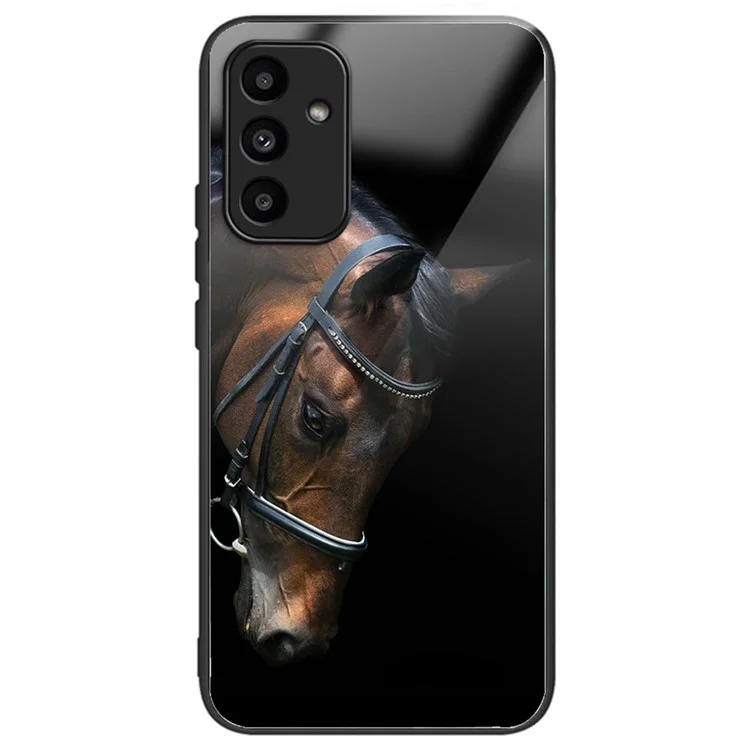 Para Samsung Galaxy A15 4G / A15 5G Case TPU + Vidro Temperado Impressão de Padrão de Volta - Cabeça de Cavalo