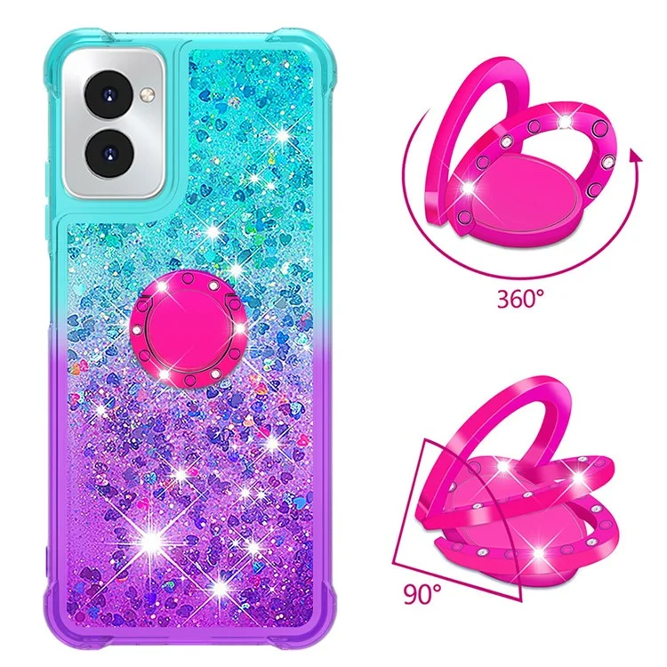 YB Quicksand Series-8 für Motorola Moto G Power (2024) TPU Handyhülle Ständer Farbverlauf Cover - Himmelblau+Lila