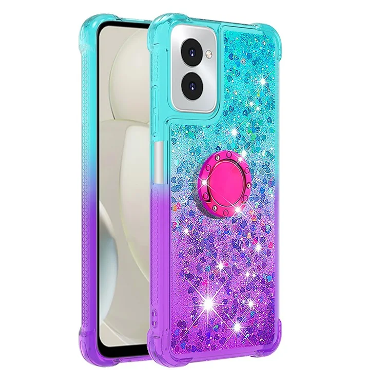 YB Quicksand Series-8 für Motorola Moto G Power (2024) TPU Handyhülle Ständer Farbverlauf Cover - Himmelblau+Lila