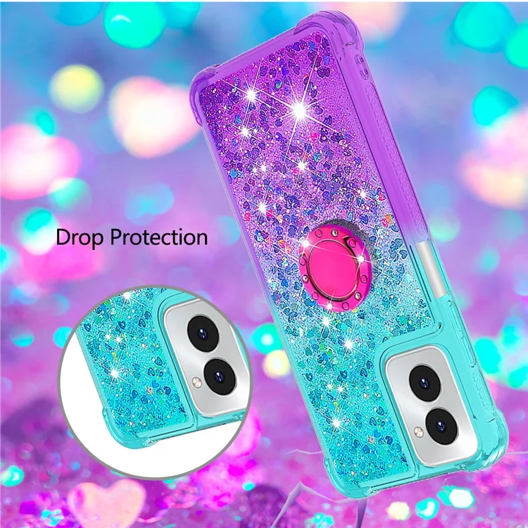 YB Quicksand Series-8 für Motorola Moto G Power (2024) TPU Handyhülle Ständer Farbverlauf Cover - Himmelblau+Lila