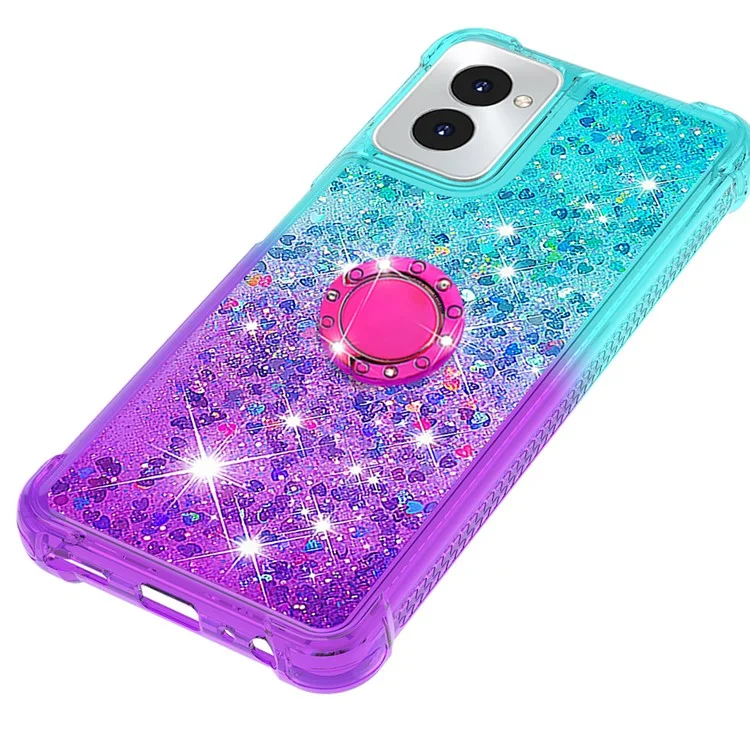 YB Quicksand Series-8 für Motorola Moto G Power (2024) TPU Handyhülle Ständer Farbverlauf Cover - Himmelblau+Lila