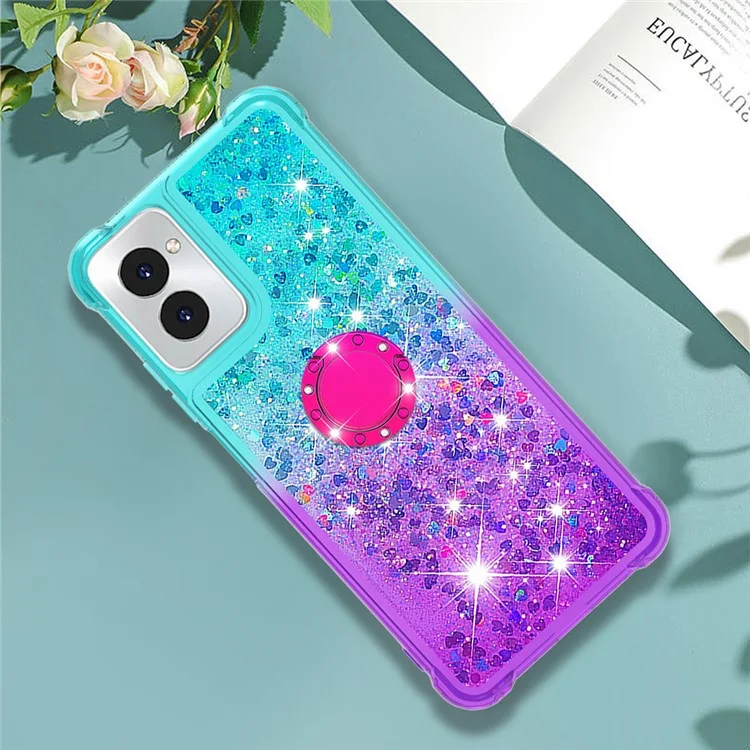 YB Quicksand Series-8 für Motorola Moto G Power (2024) TPU Handyhülle Ständer Farbverlauf Cover - Himmelblau+Lila