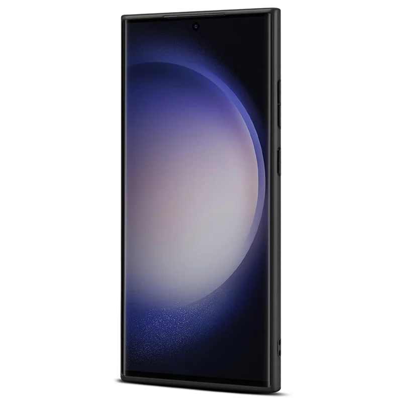 For Samsung Galaxy S23 Ultra Cell Phone Case PU+PC+TPU Shell Crocodile Textured Cover - Black