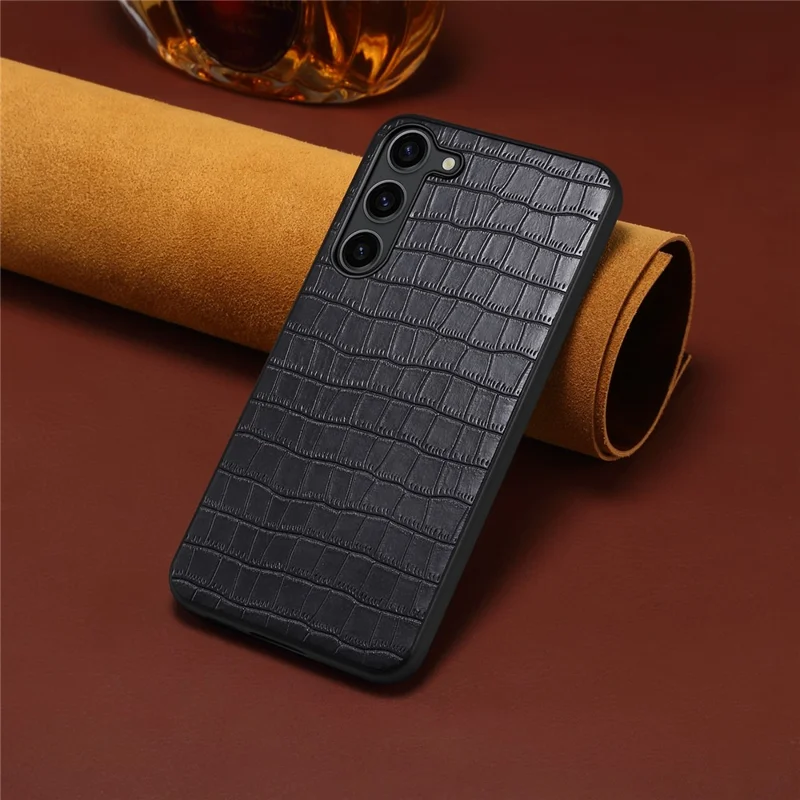 For Samsung Galaxy S23 Case Crocodile Texture PU+PC+TPU Well-protected Phone Cover - Black