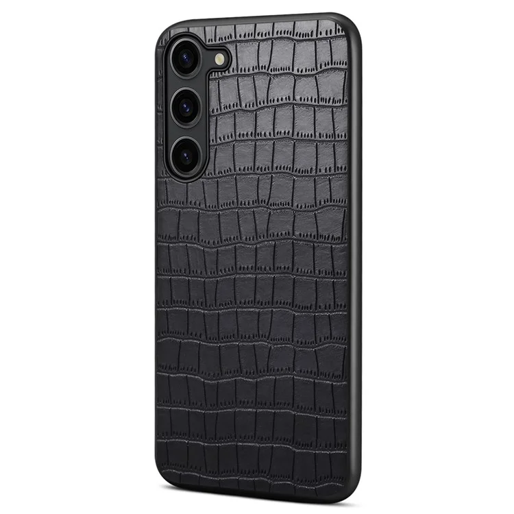 Für Samsung Galaxy S24 Rückenschale PU-Leder beschichtet PC+TPU Krokodilleder Textur Handyhülle - Schwarz