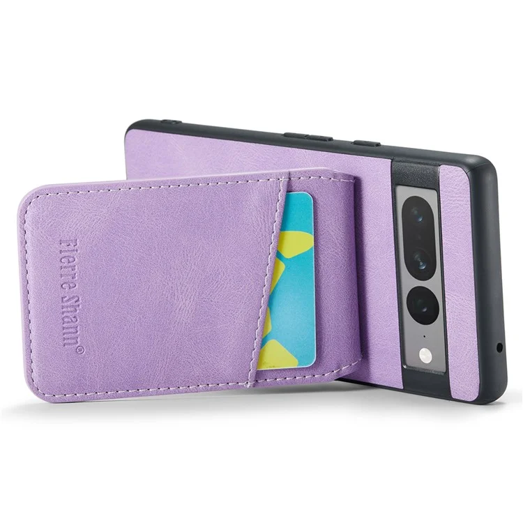 Fierre Shann Pour Google Pixel 7 Pro 5G RFID Blocking Cell Telephone Case Card Slots pu + Tpu Cover - Violet